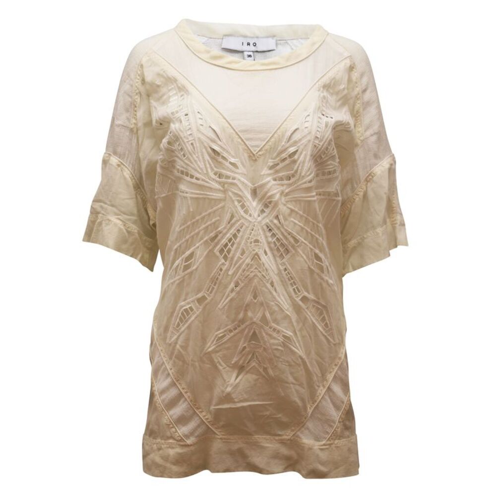 Iro Patterned Laser Cut Dress in White Silk